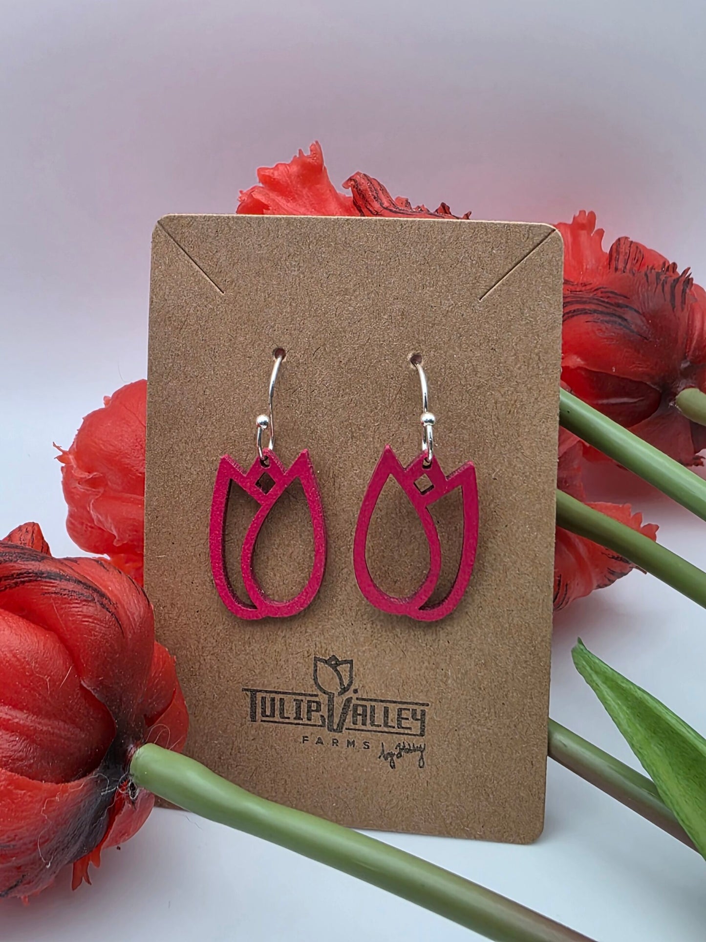Red Tulip Earrings from Tulip Valley Farms