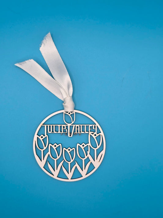 Wooden Tulip Valley Farms Ornament