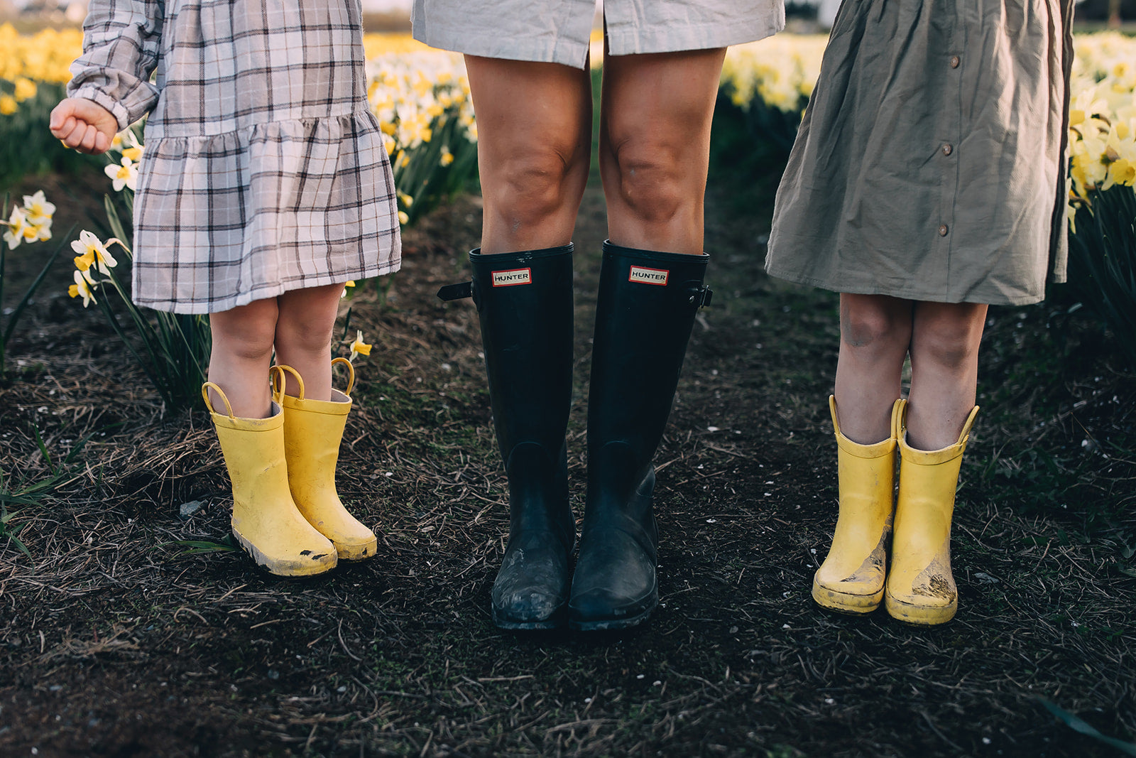 Guests at Tulip Valley Farms wearing boots