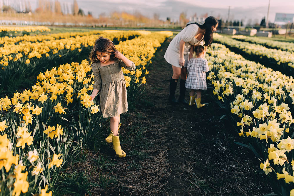 Family at Tulip Valley Farms during Daffodil Festival