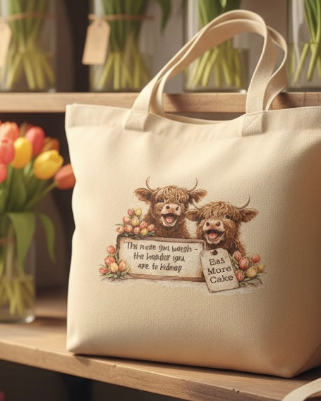 highland cow tote bag
