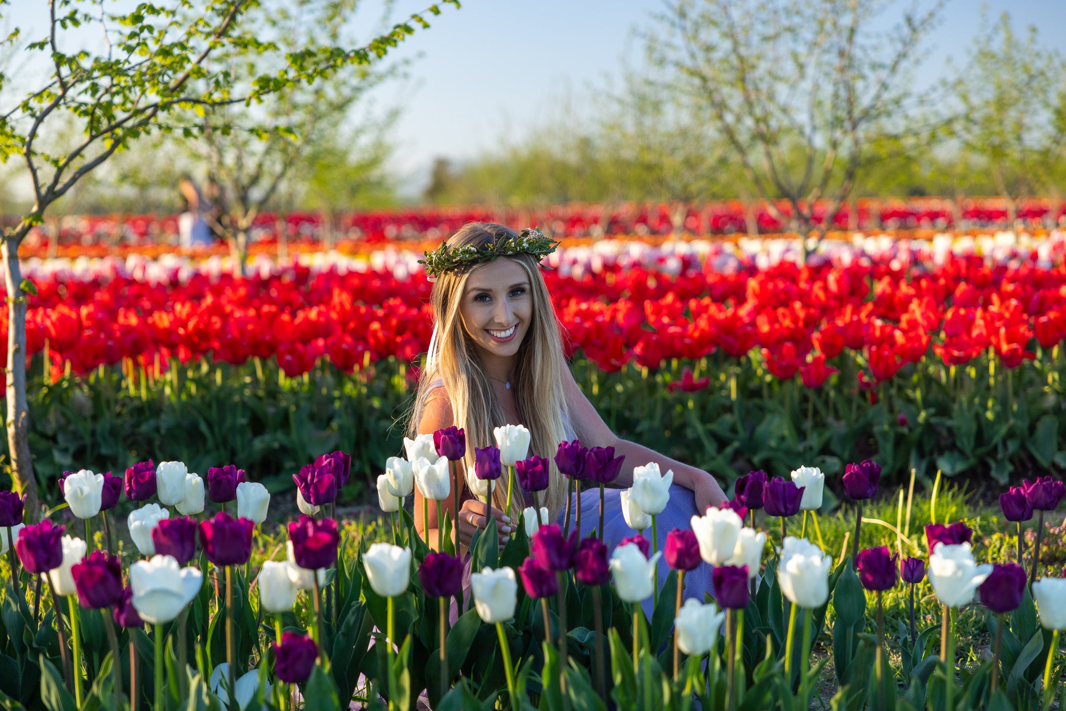 Woman in tulip field at Tulip Valley Farms