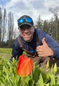 Farmer growing tulip